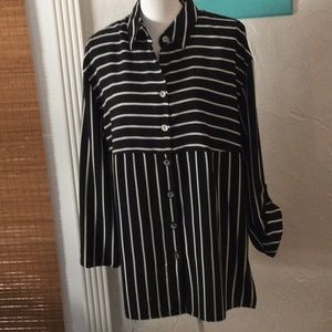 Black and white striped top. Size M